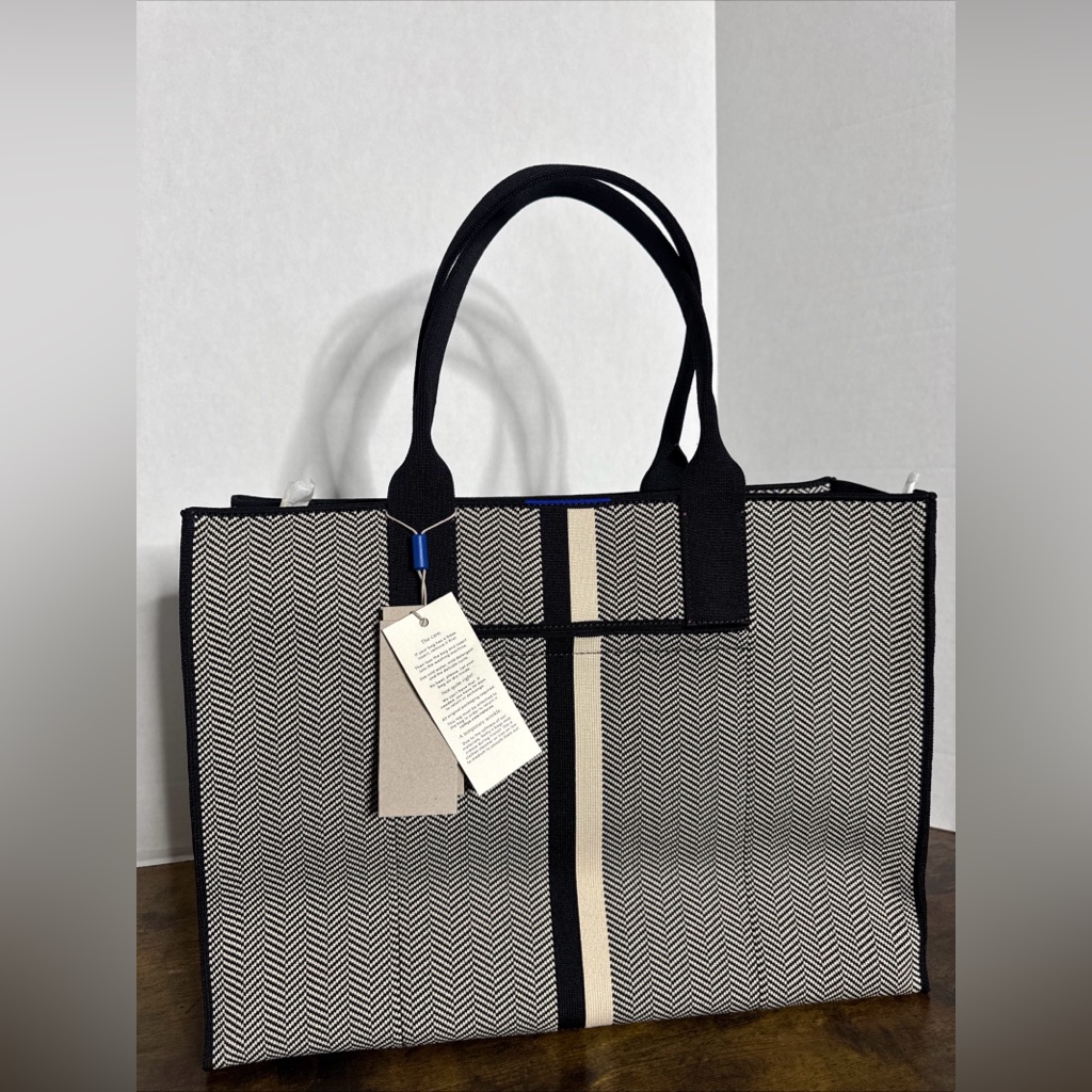 Rothy’s Women’s The Classic Tote Handbag New Tags No Box Black Rugby Herringbone